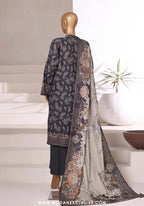 Sadabahar Printed Stitched Khaddar 3PC Collection - 2025 (BLACK D-09)