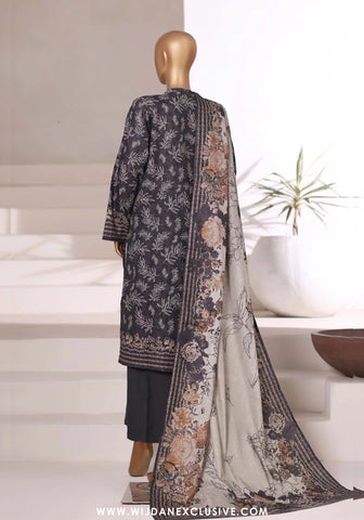 Sadabahar Printed Stitched Khaddar 3PC Collection - 2025 (BLACK D-09)