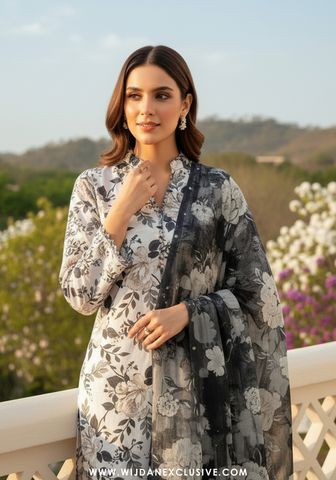 Wijdan Unstitched Printed Viscose Winter Collection - 2025 (WHITE)