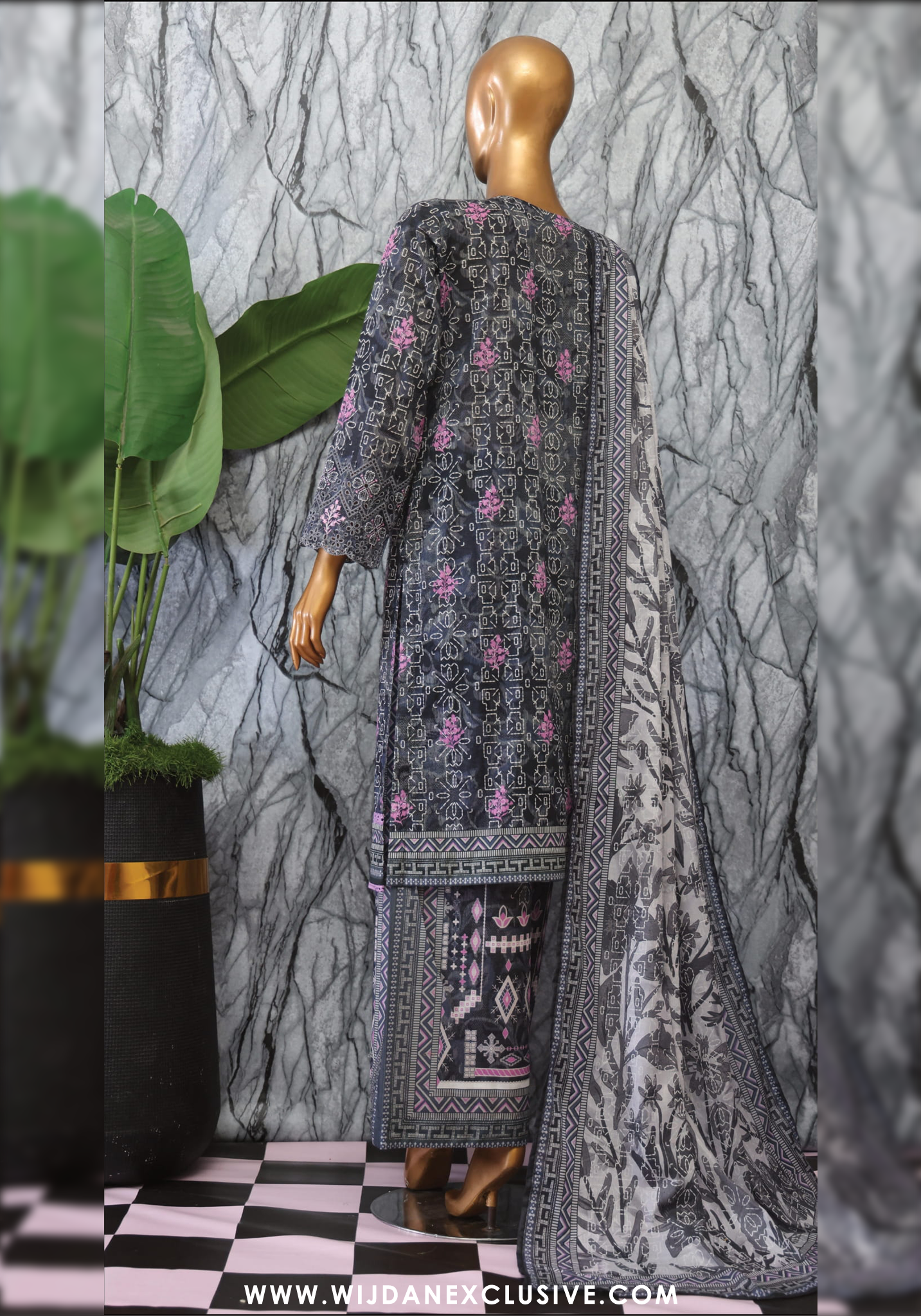 Elegant Unstitched Embroidered Lawn by HZ Textile HZ-EC-1047