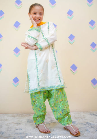Shanzey Stitched Kids Embroidered Farshi Edit - 2025 (MEADOW GREEN)