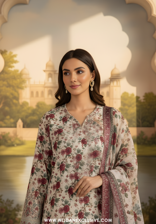 Bin Saeed Unstitched Embroidered Cambric Collection  D-08