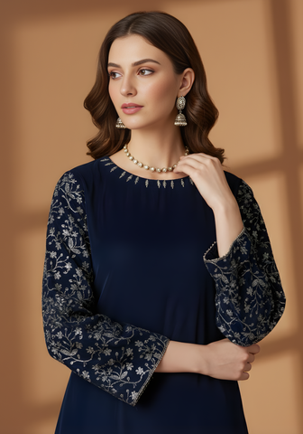 Opulent by Wijdan | 1PC Stitched Velvet Kurti Collection - 2025 (DEEP ZINC)