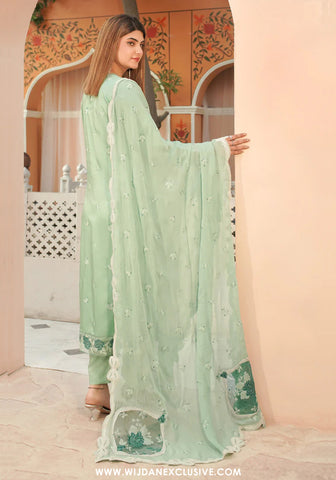 Marjjan Unstitched Silk Viscose Embroidered Vol-03 Collection - 2025 (ICE GREEN)