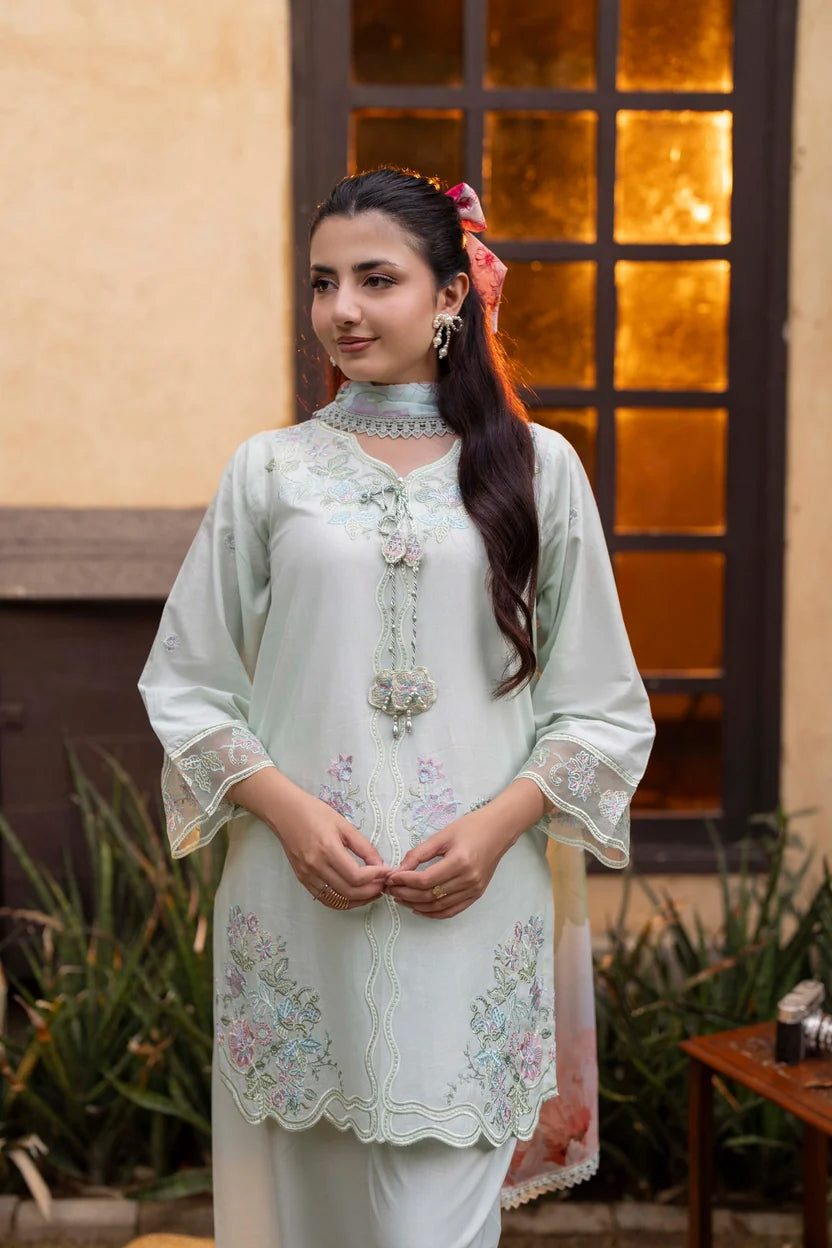 Layna by Guzel | Stitched Embroidered 3pc Vol-II Cotton Collection'26 (D-02)