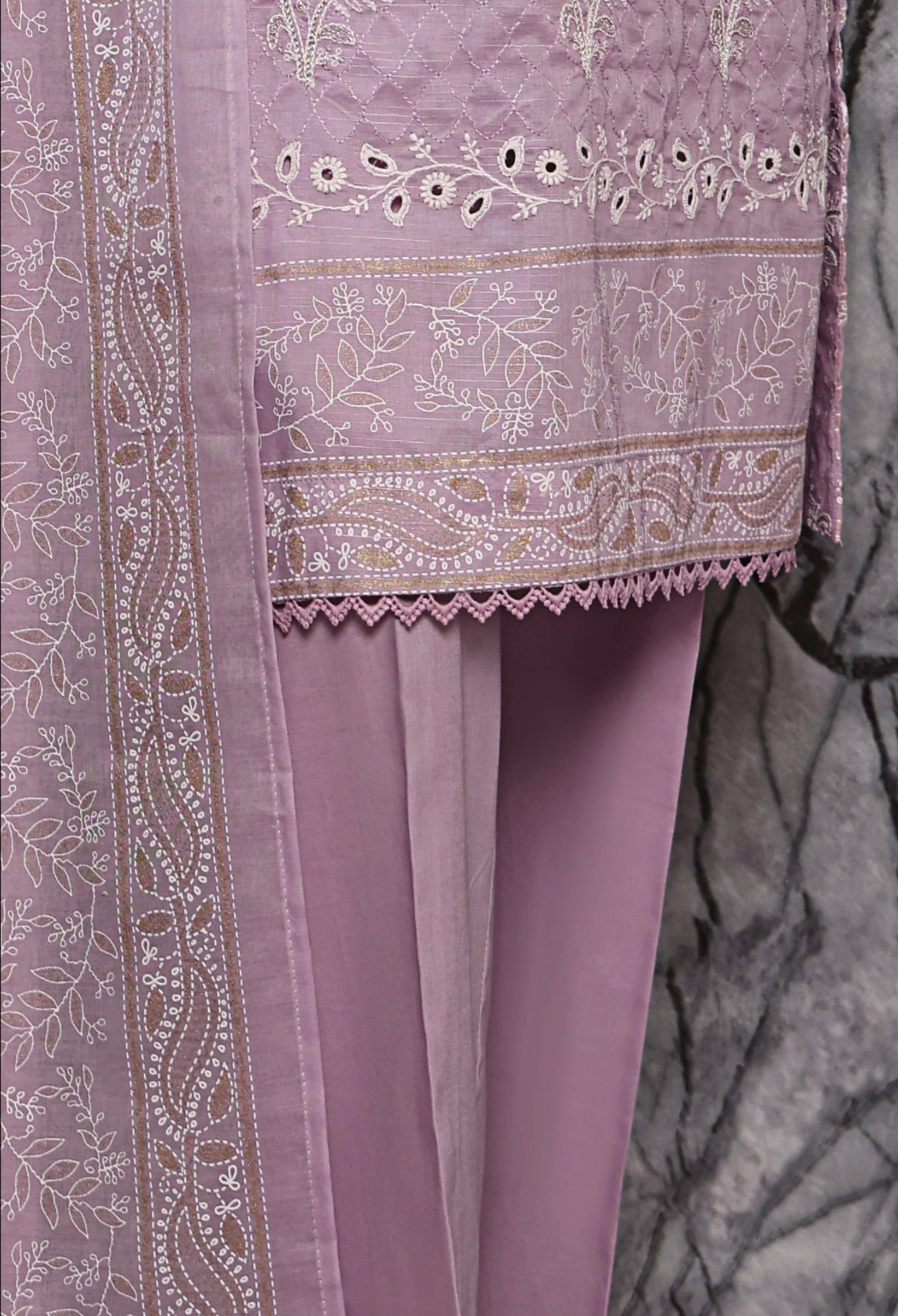 HZ Exclusive Unstitched Mid Summer Embroidered Slub Lawn EMC-29