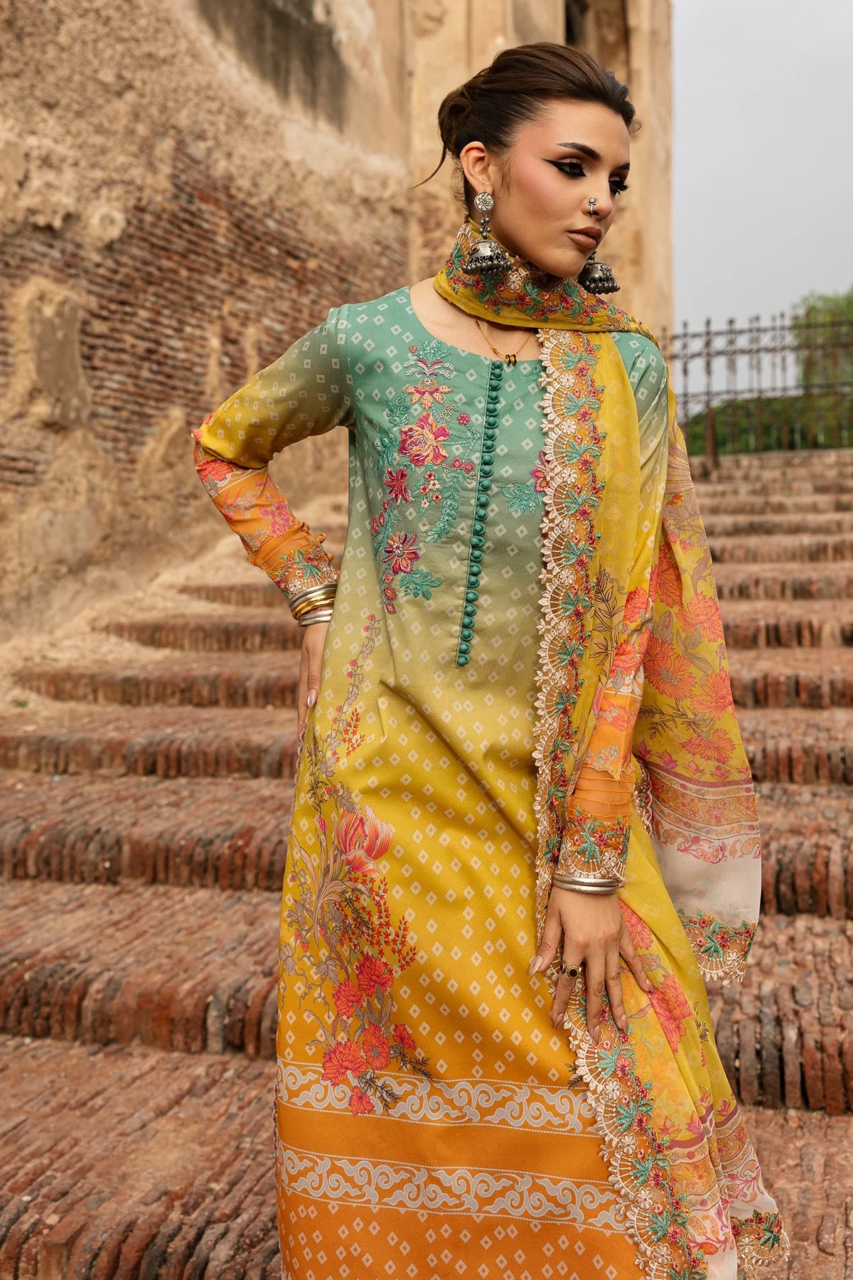 Charizma Chunri Unstitched Embroidered Lawn Vol-01 Collection - 2026 (CHN6-03)