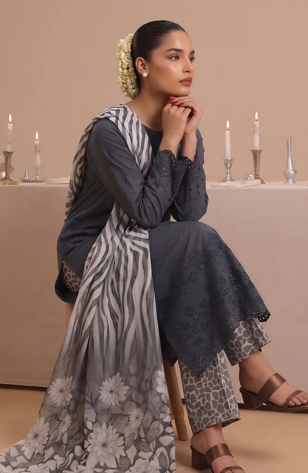 Jeem by  Amna  Khadija | Stitched Chikankari Lawn Collection - 2026 (D-03)