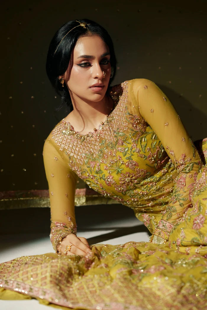 Vera Unstitched Embroidered Festive Formal Collection'26 (Marigold Mustard Pishwas Set)