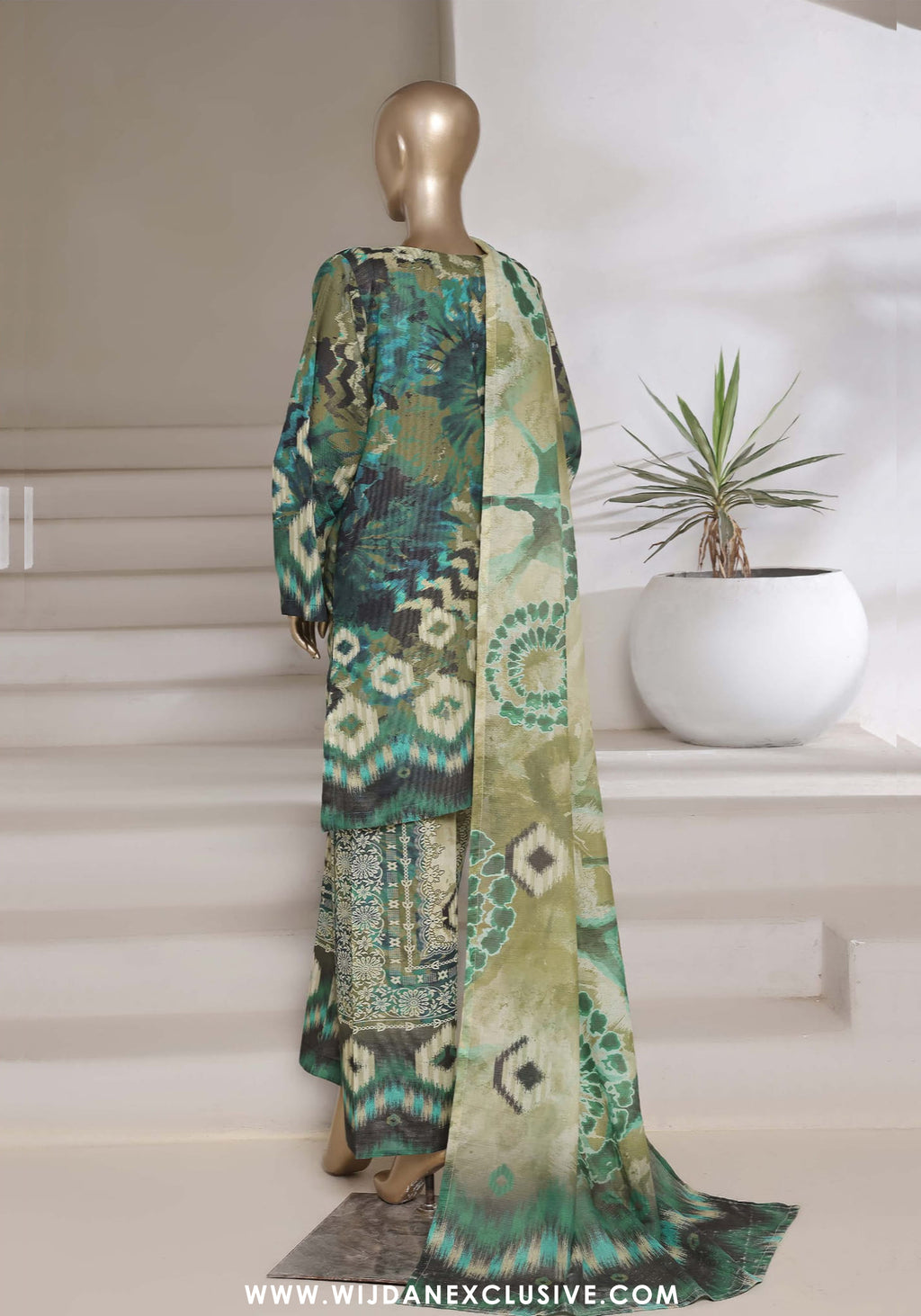 Sadabahar Stitched Printed Shimmered Cambric Summer Collection - 2025 (Green)