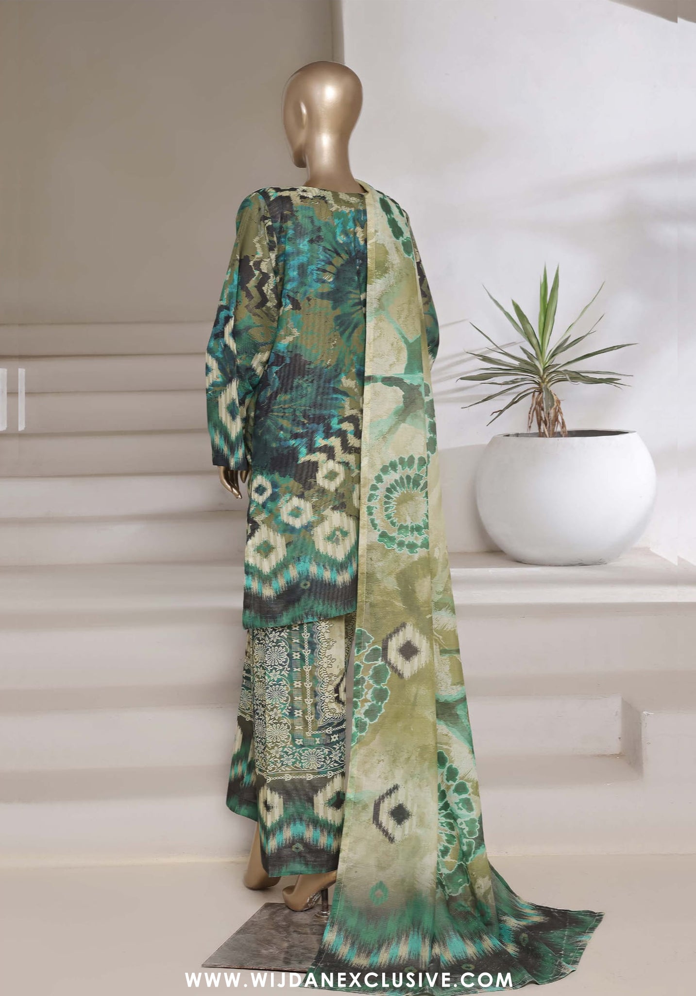 Sadabahar Stitched Printed Shimmered Cambric Summer Collection - 2025 (Green)