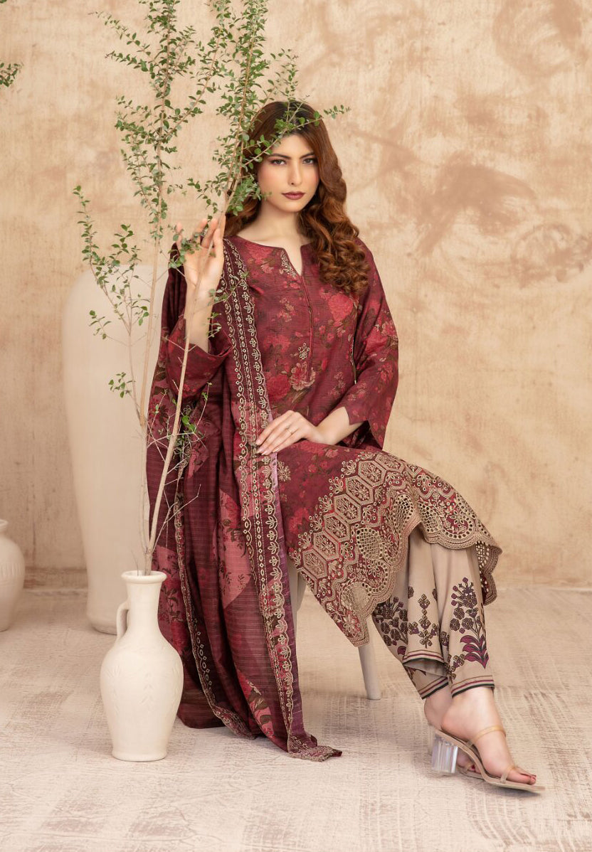 Merrachi by Tawakkal | Unstitched Embroidered Fancy Lawn Collection – 2026 (D-04)