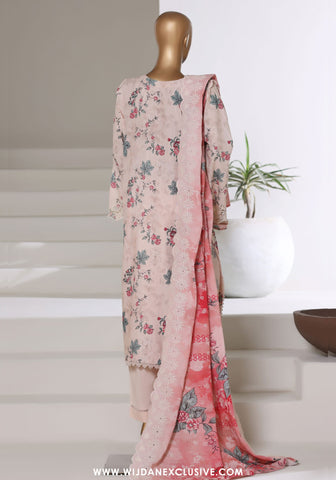 Sadabahar Stitched Laser Fusion Chikankari Khaddar Collection - 2025 (CORAL PEACH)
