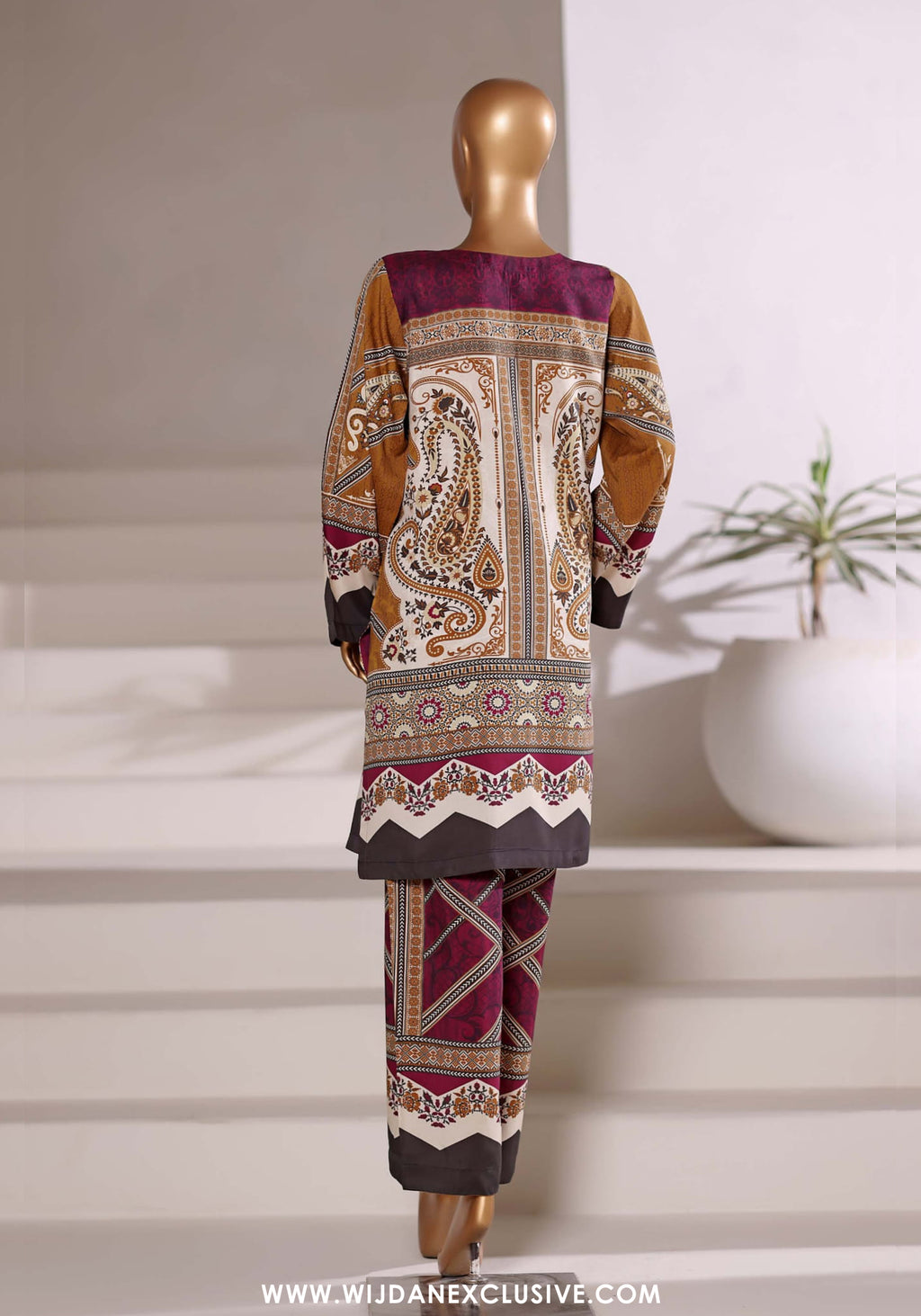 Sadabahar Stitched Printed Viscose 2PC Set Collection - 2025 (BROWN)
