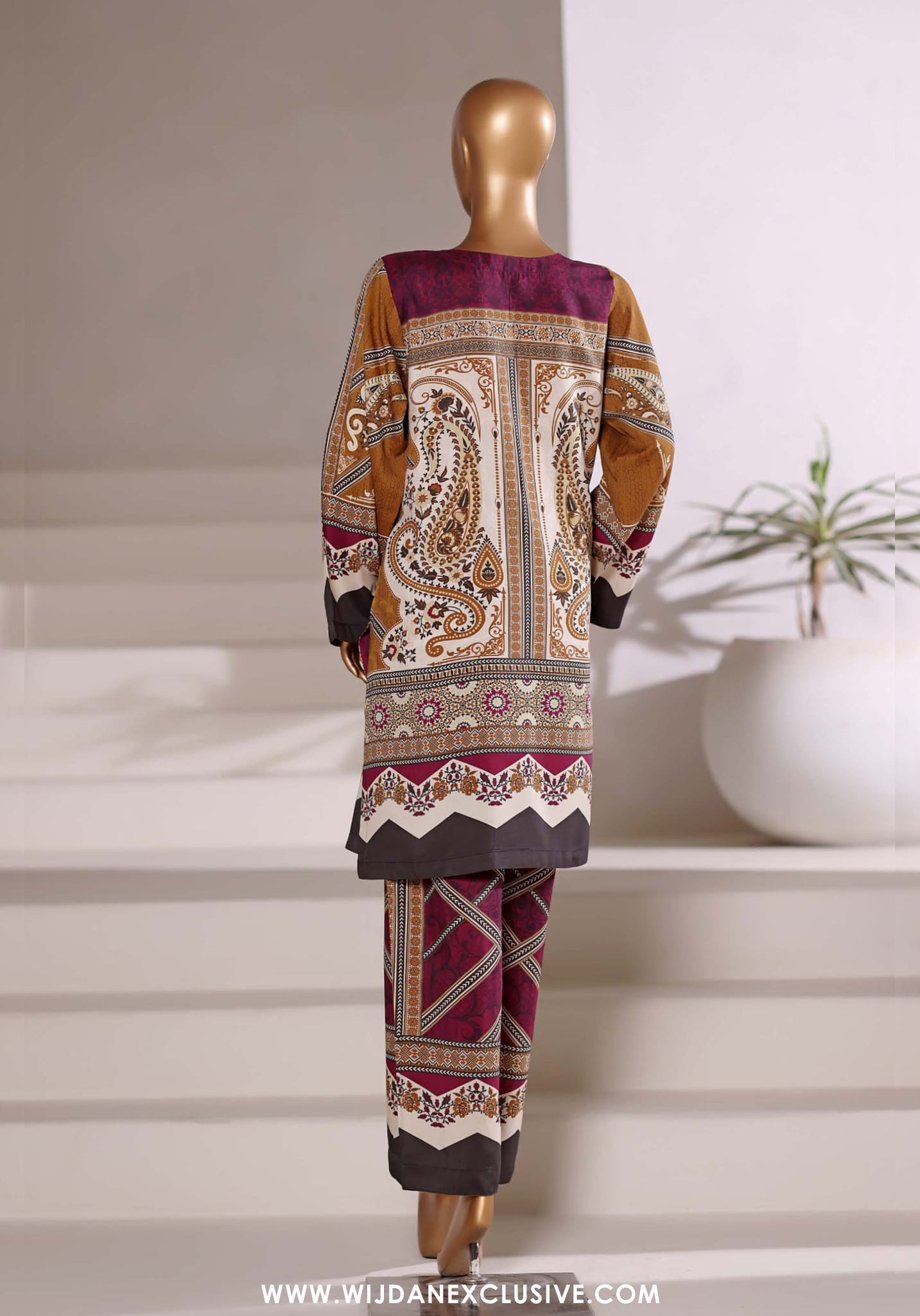 Sadabahar Stitched Printed Viscose 2PC Set Collection - 2025 (BROWN)