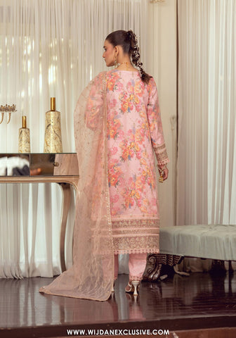 Zoraline by Bint e Noor | Stitched Fancy Embroidered Organza Collection - 2025 (SALMON PINK)