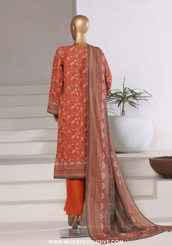 Sadabahar Stitched Printed Khaddar Shimmer Vol-II Collection - 2025 (CARROT ORANGE)