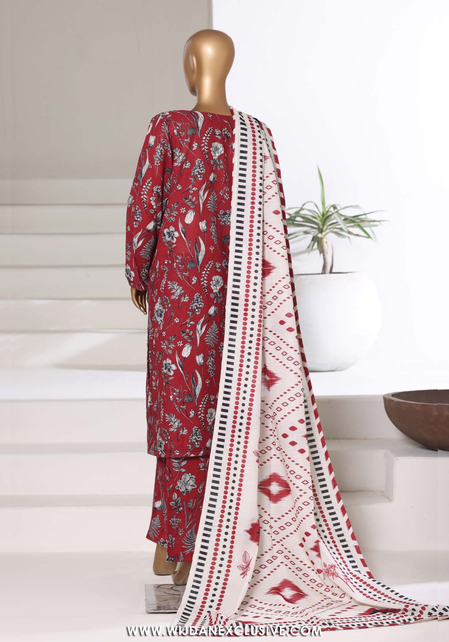 Sadabahar Stitched Printed Khaddar Vol-03 Collection - 2025 (RED)