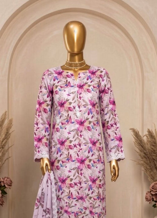 Libas e Khas 3pc Unstitched Embroidered Lawn Collection - 2026 (D-04)