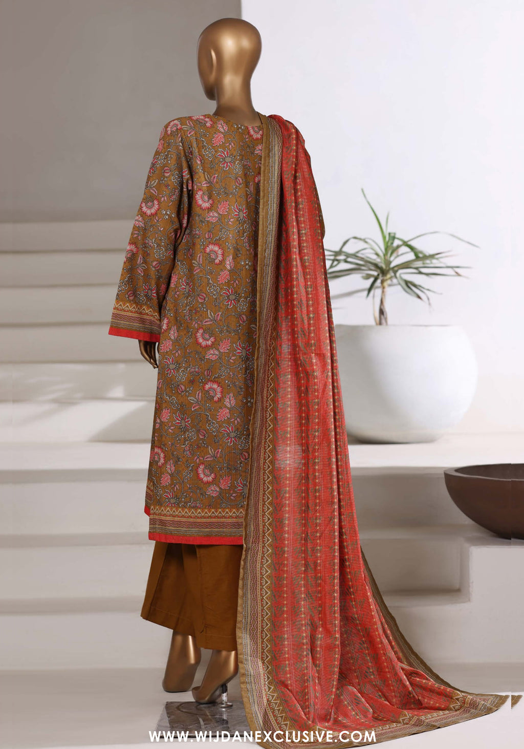 Sadabahar Stitched Printed Khaddar Shimmer Collection - 2025 (BROWN)