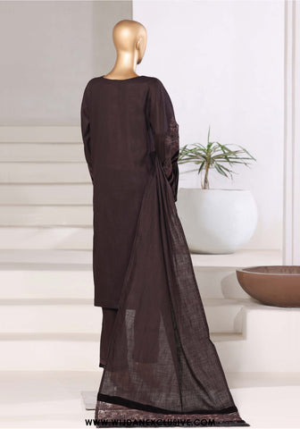 Sadabahar Stitched Cross Texture with Velvet Winter Collection - 2025 (BROWN)