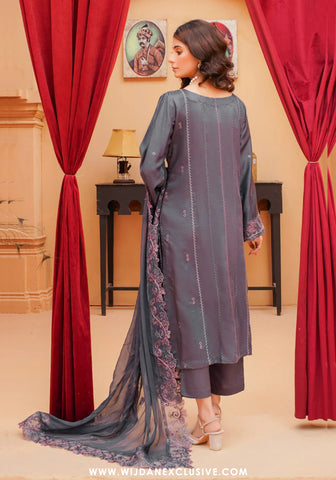 Ehaab Unstitched Silk Viscose Embroidered Collection - 2025 MV-285 (GREY)