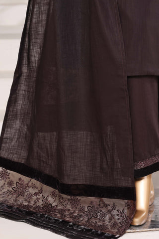 Sadabahar Stitched Cross Texture with Velvet Winter Collection - 2025 (BROWN)