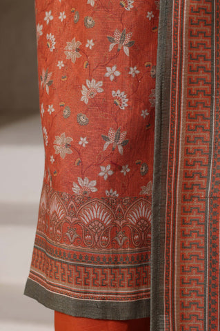 Sadabahar Stitched Printed Khaddar Shimmer Vol-II Collection - 2025 (CARROT ORANGE)