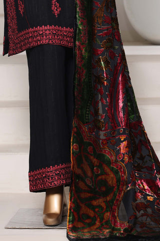 Sadabahar Stitched Luxury Dhanak with Palachi Shawl Collection - 2025 (BLACK)
