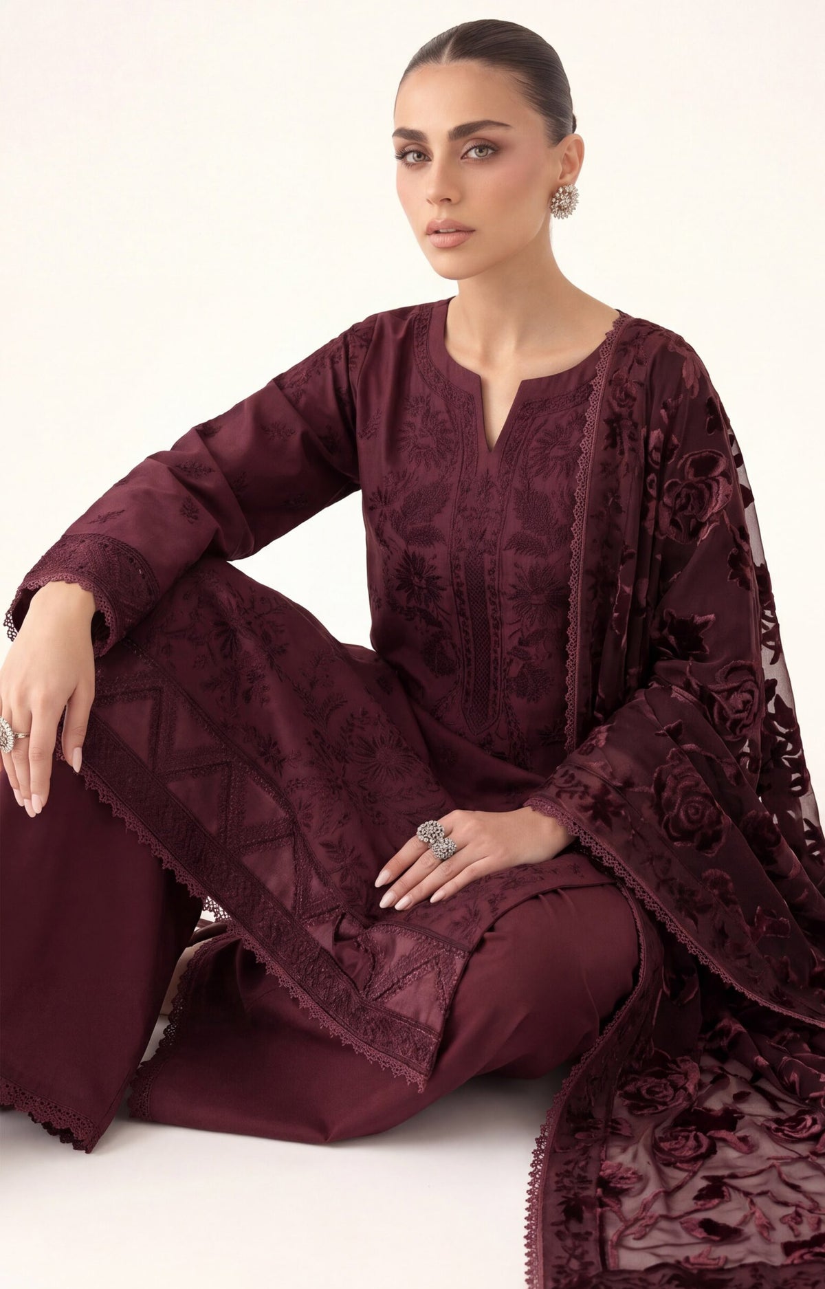 Saffron by Wijdan | Unstitched Embroidered Luxury Palachi Collection'26 (D-2544)