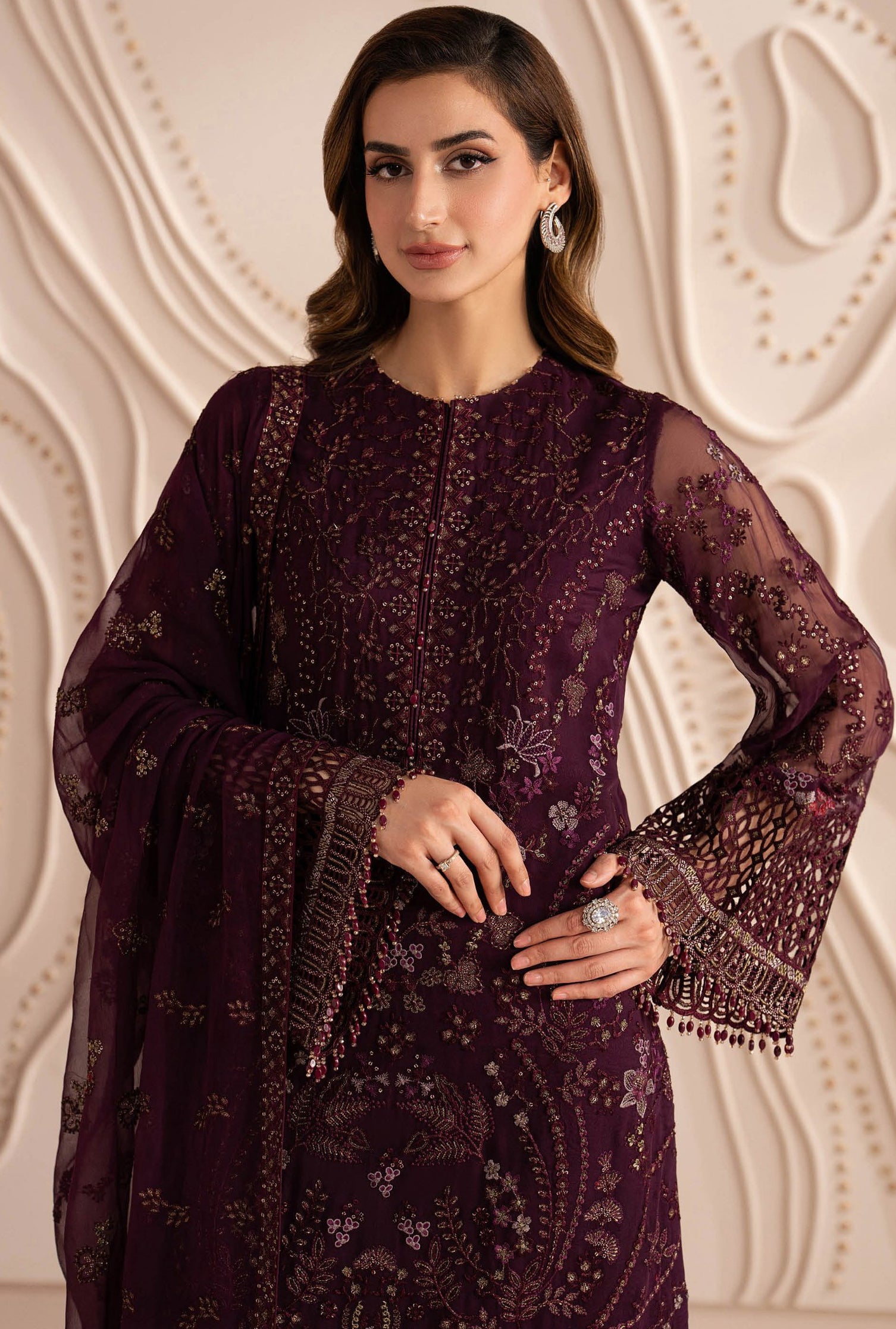 Izhar e Mohabbat by Lamisah | Unstitched Formal Chiffon Collection - 2026 (CRIMSON BLOOM)