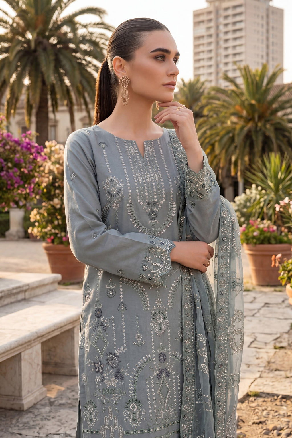 Dhamak by Wijdan | Unstitched Exclusive Formal Bana Dora Embroidered Collection - 2026 (D-04)