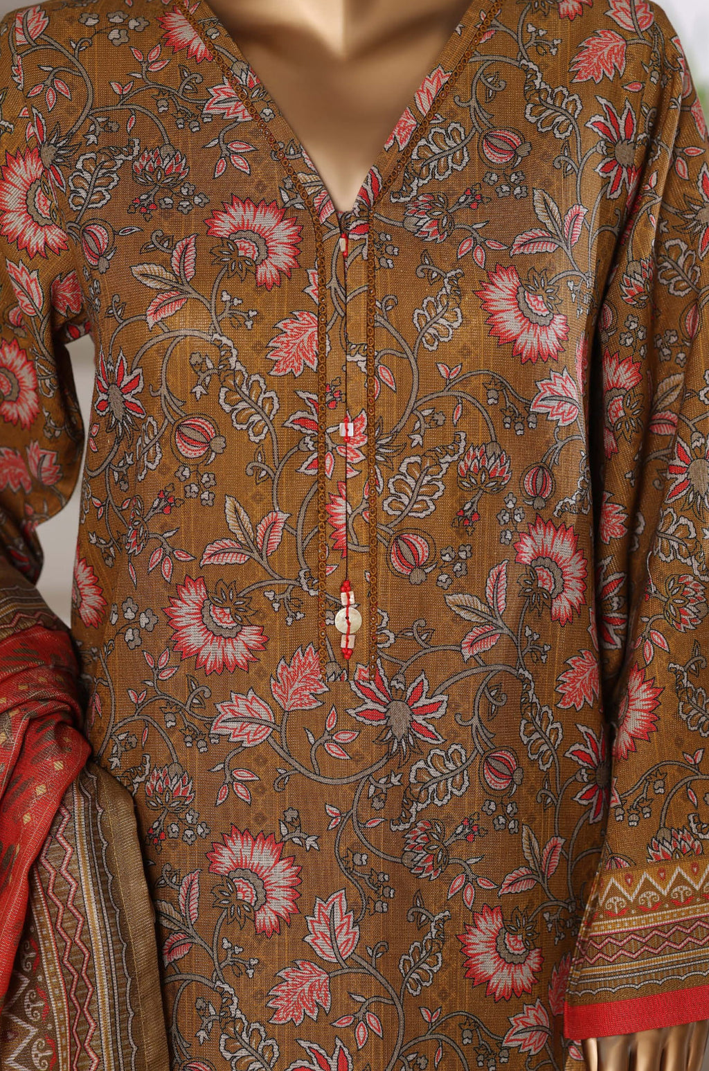 Sadabahar Stitched Printed Khaddar Shimmer Collection - 2025 (BROWN)