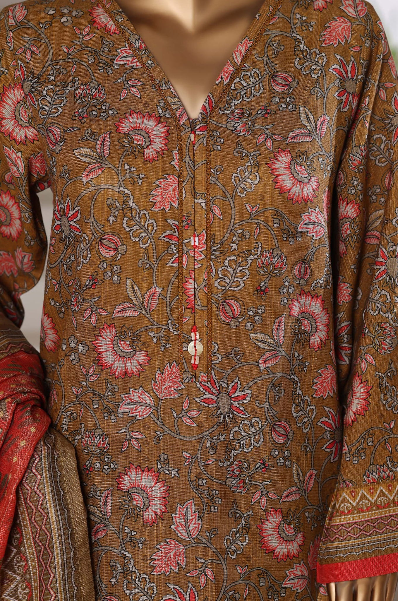 Sadabahar Stitched Printed Khaddar Shimmer Collection - 2025 (BROWN)