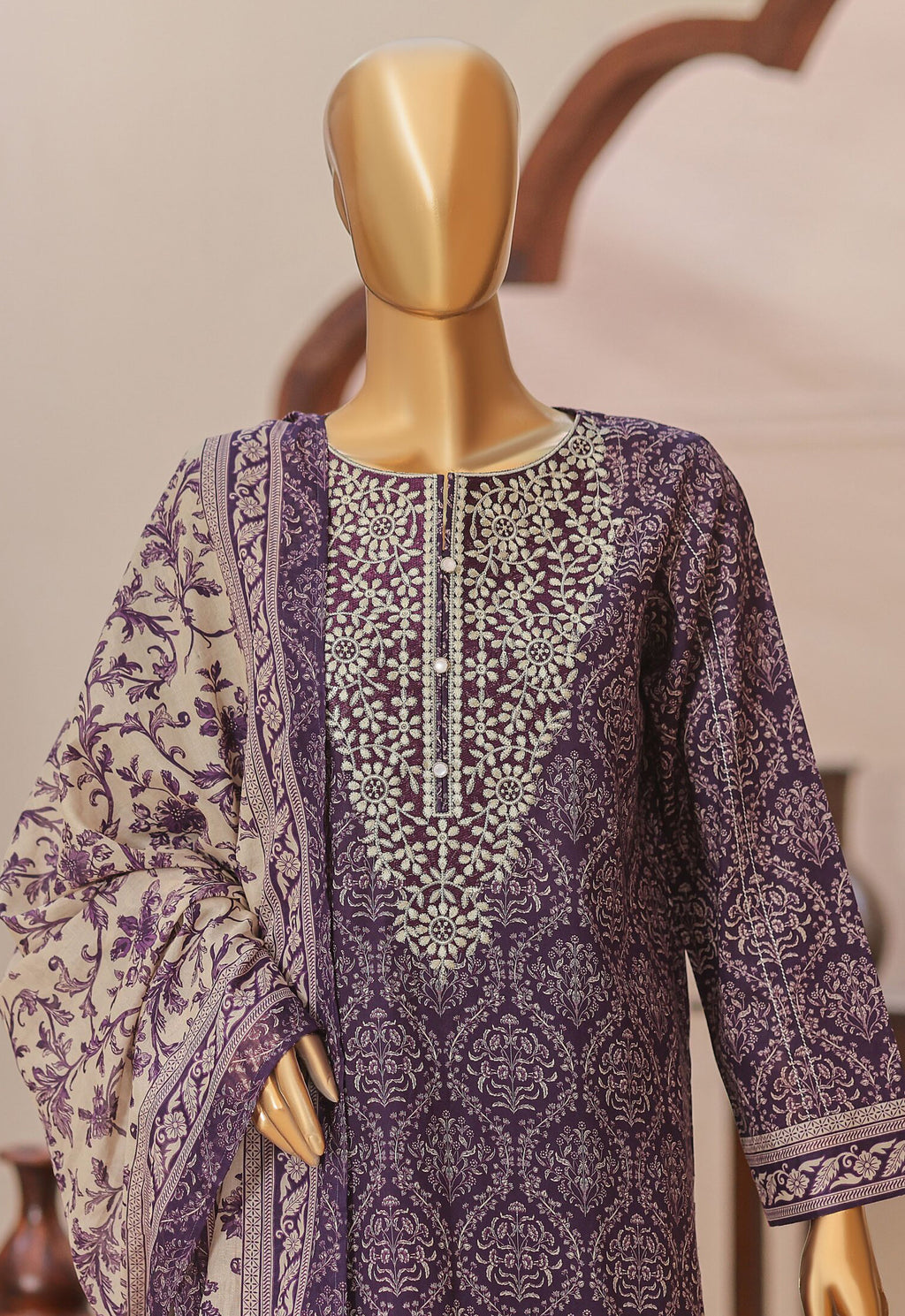 HZ Premium Daily Wear Unstitched Embroidered 3pc Lawn Collection - 2026 (D-04)