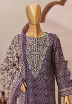 HZ Premium Daily Wear Unstitched Embroidered 3pc Lawn Collection - 2026 (D-04)