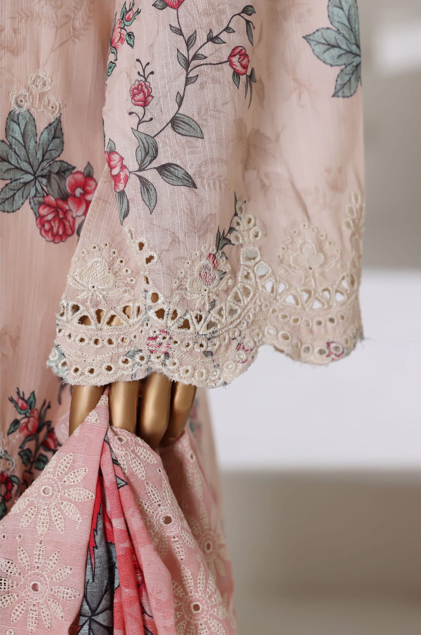 Sadabahar Stitched Laser Fusion Chikankari Khaddar Collection - 2025 (CORAL PEACH)