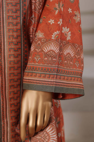 Sadabahar Stitched Printed Khaddar Shimmer Vol-II Collection - 2025 (CARROT ORANGE)