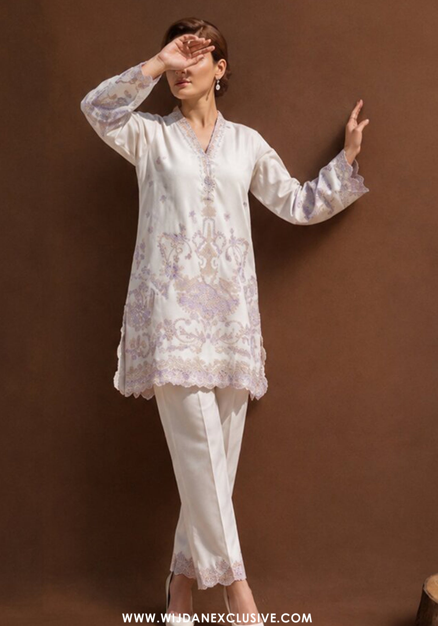 White Luxe by Amna Khadija | Stitched 2pc Embroidered Cotton Collection - 2026 (D-04)