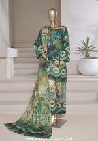 Sadabahar Stitched Printed Shimmered Cambric Summer Collection - 2025 (Green)