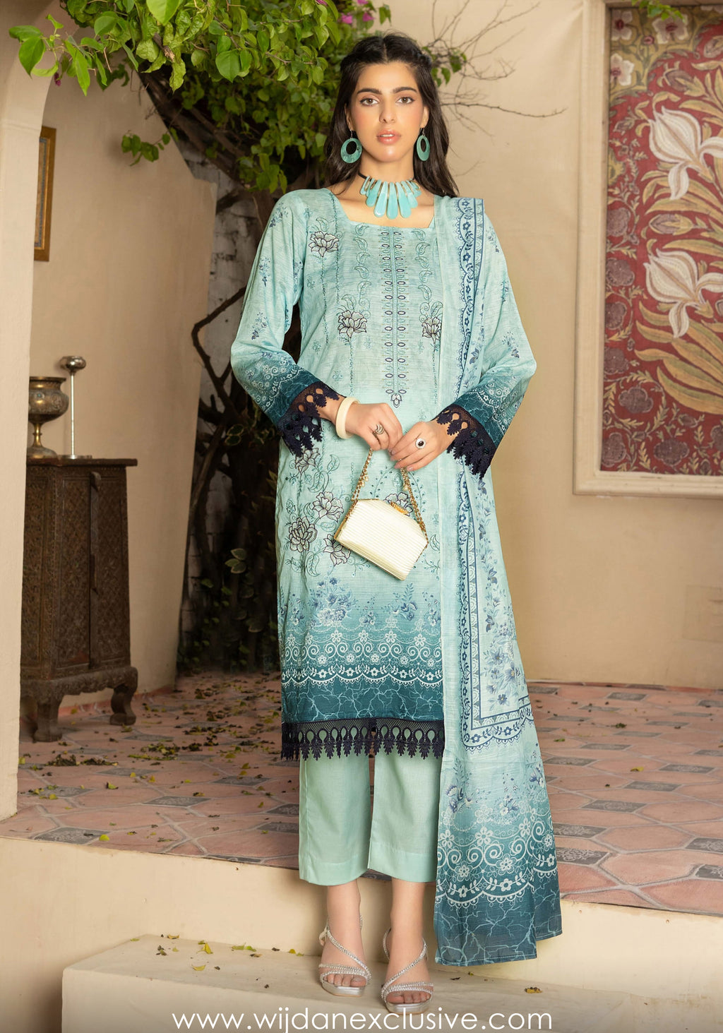 Masooma 3pc Digital Bana Doria Festive Emb Collection D-04