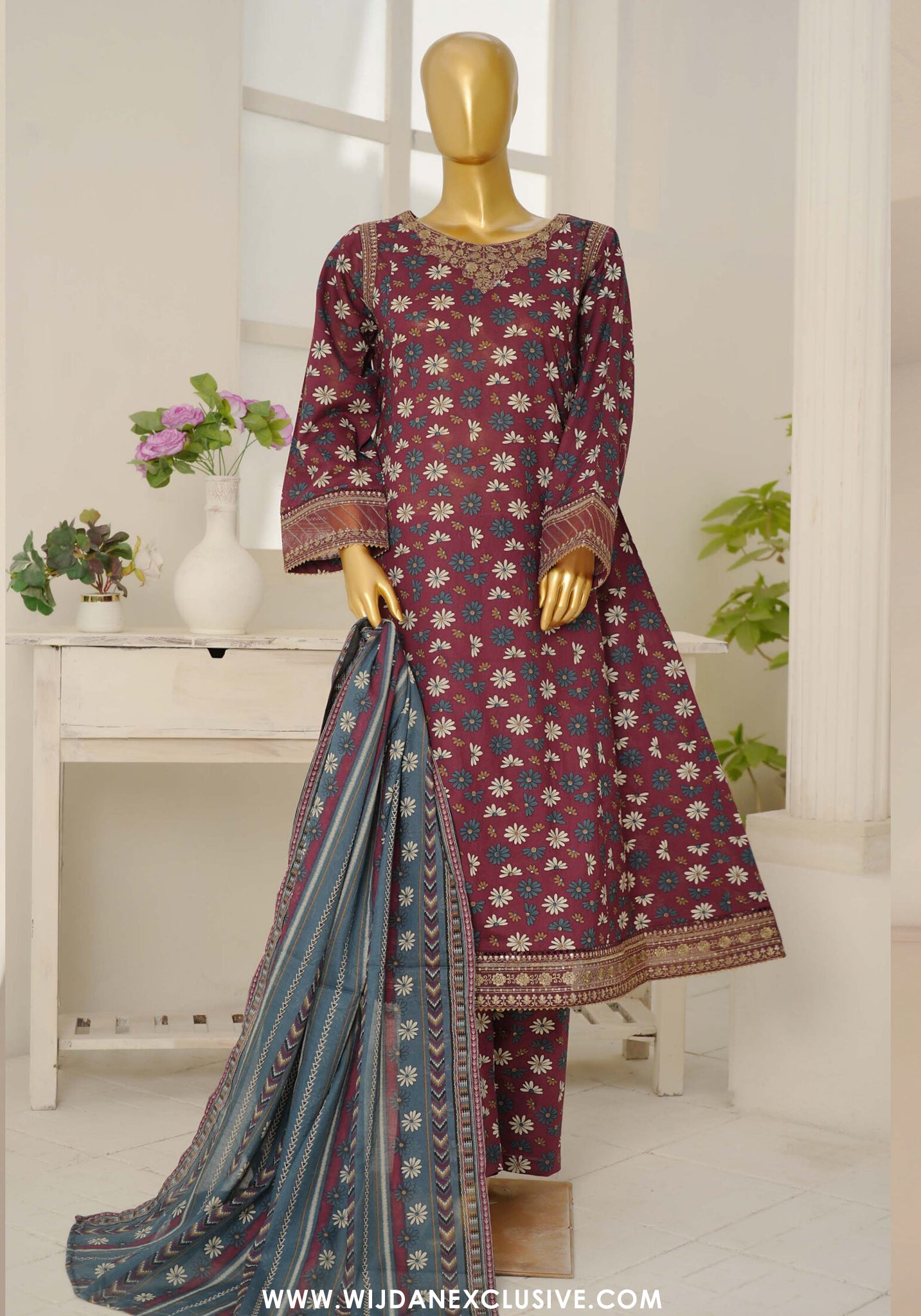 Bin Saeed Stitched Luxury Festive Embroidered Frock 3pc Collection - 2026 (D-04)