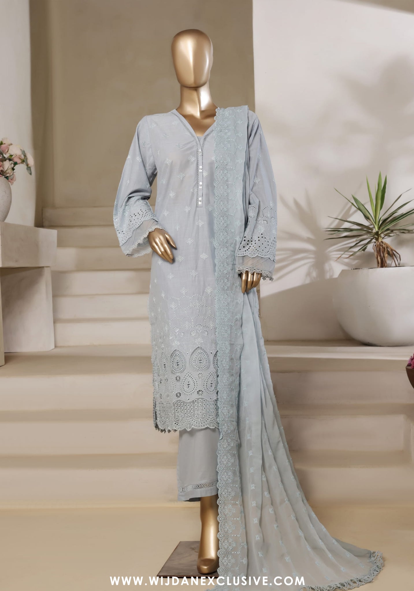 Sadabahar Stitched Luxury Embroidered Chikankari Collection - 2025 (Sky)