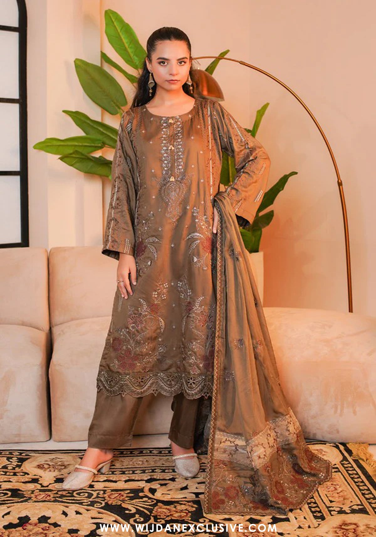 Wijdan Unstitched Premium Viscose Collection - 2025 MV-286 (Mehndi)