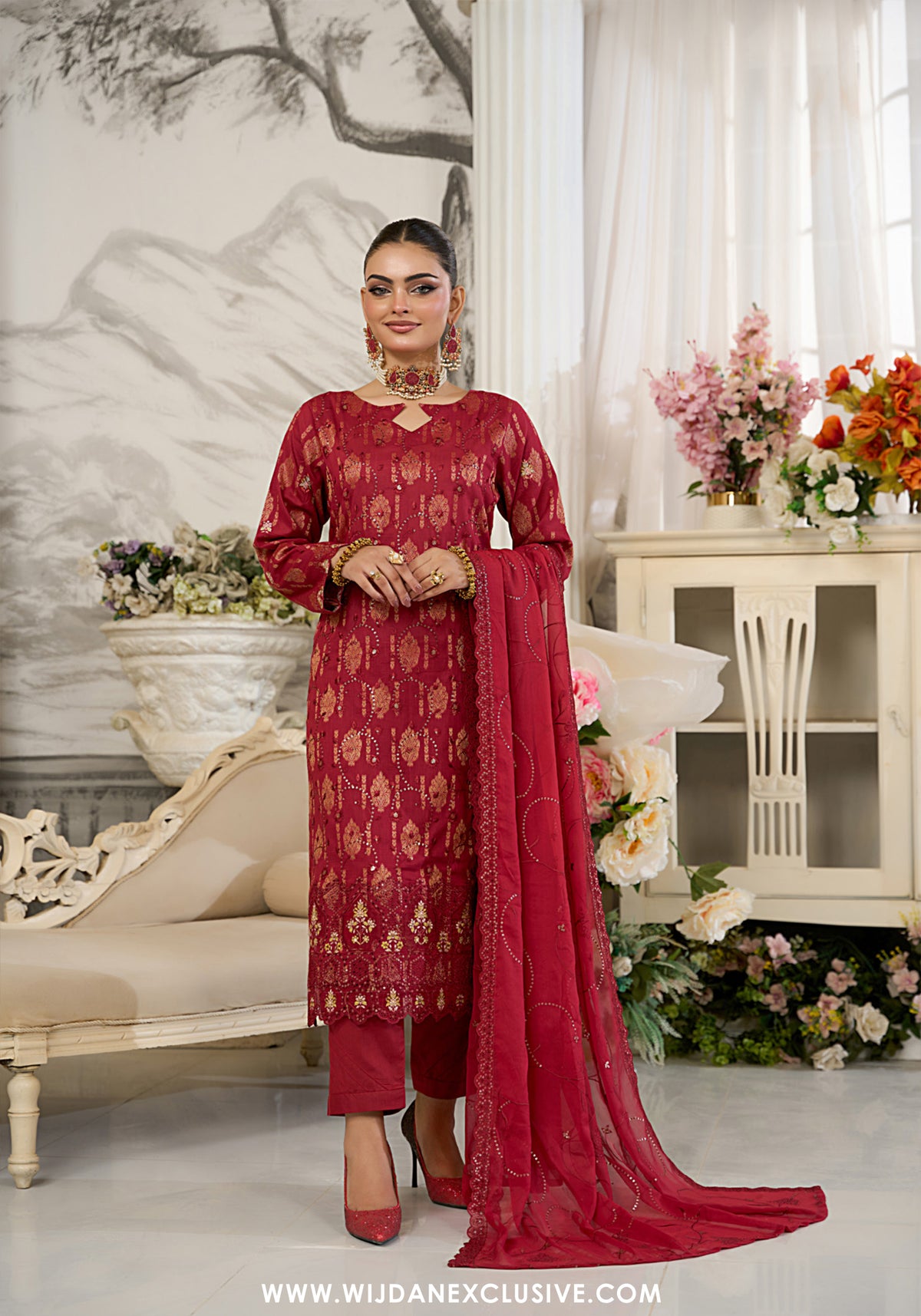 Zarqash by Wijdan | Unstitched Embroidered Broshia Cotton Collection - 2025 D-04