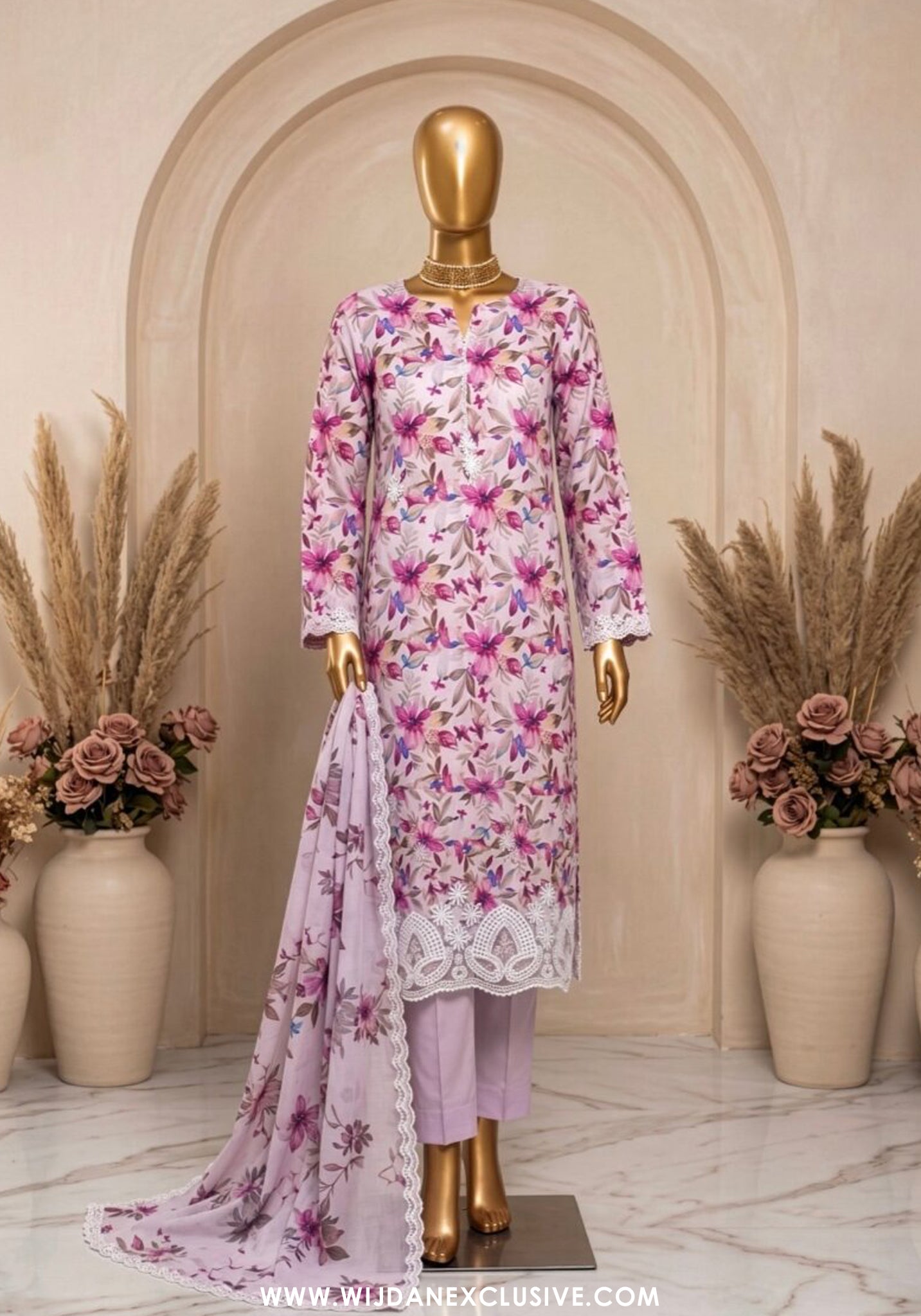 Libas e Khas 3pc Unstitched Embroidered Lawn Collection - 2026 (D-04)