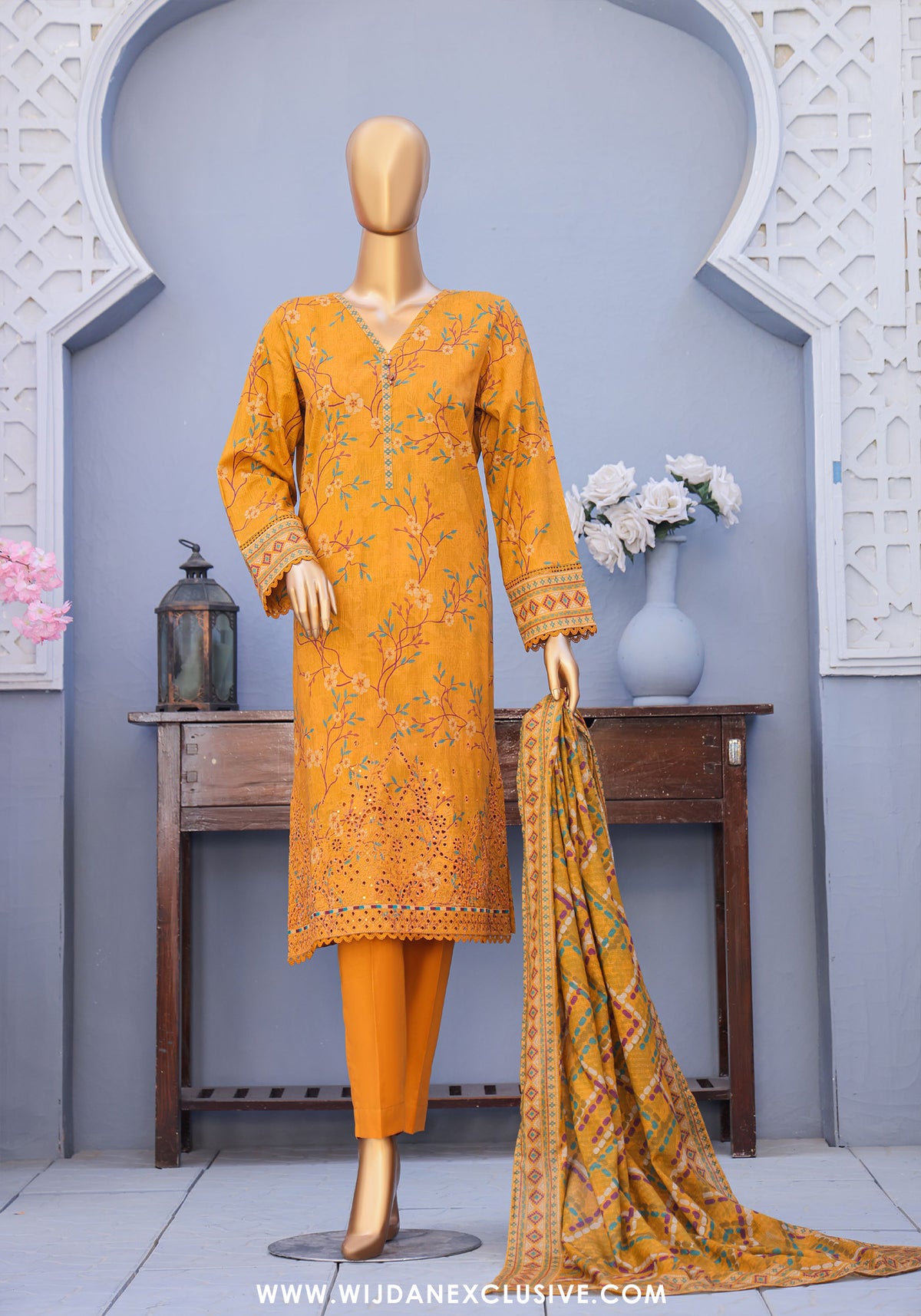 HZ Mehak Unstitched Cross Slub Embroidered Collection - 2025 MCE-3045