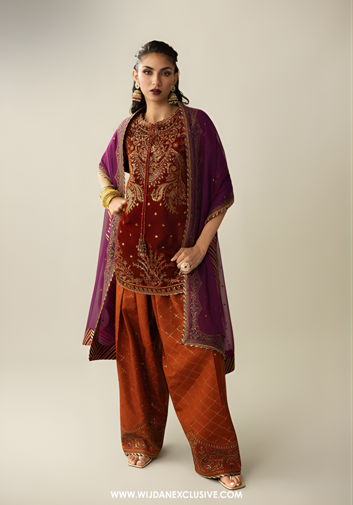 Makhmal Unstitched Embroidered Velvet Collection By Asim Jofa (D-08)