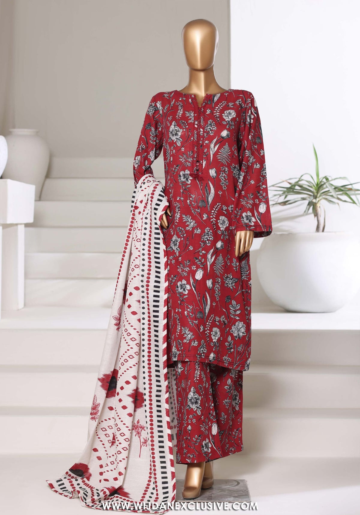 Sadabahar Stitched Printed Khaddar Vol-03 Collection - 2025 (RED)