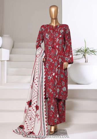 Sadabahar Stitched Printed Khaddar Vol-03 Collection - 2025 (RED)